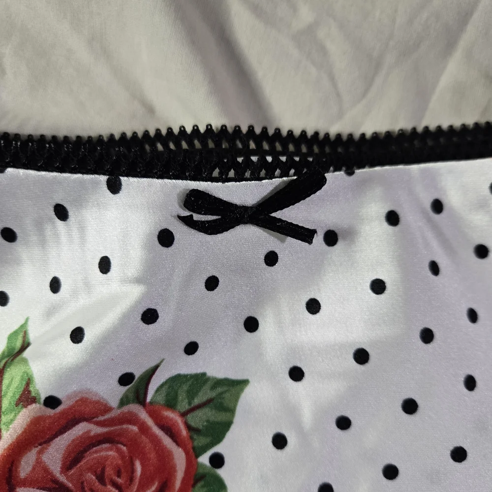 Life White‎ Rose Polka Dot A-Line Skirt Women's Medium New with Tags